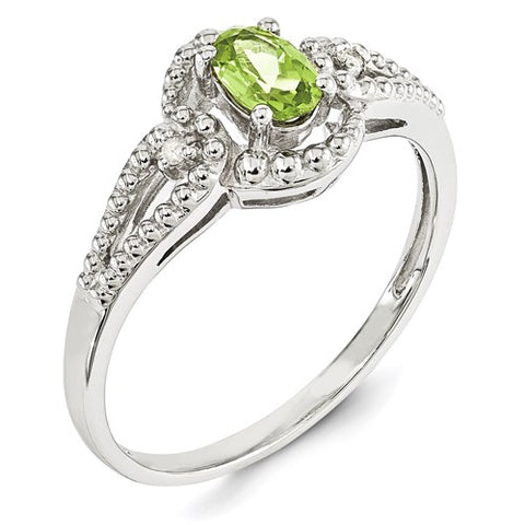 Classic August Birthstone Peridot Round Cut Ring in 14K Gold